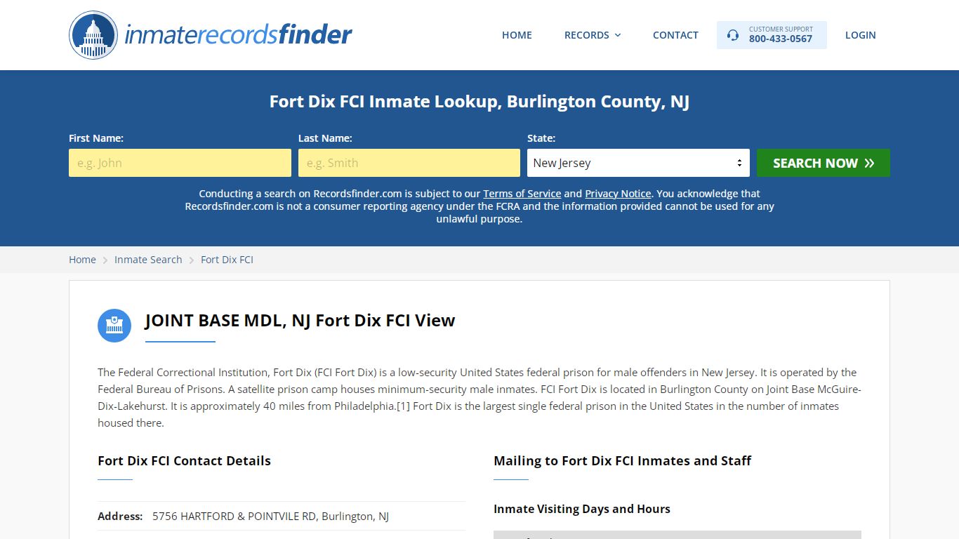 Fort Dix FCI Roster & Inmate Search, Burlington County, NJ ...