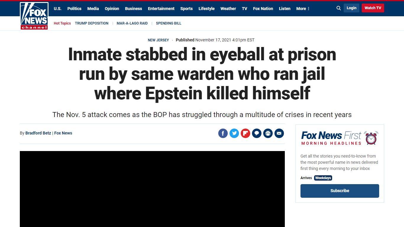 Inmate stabbed in eyeball at prison run by same warden who ...